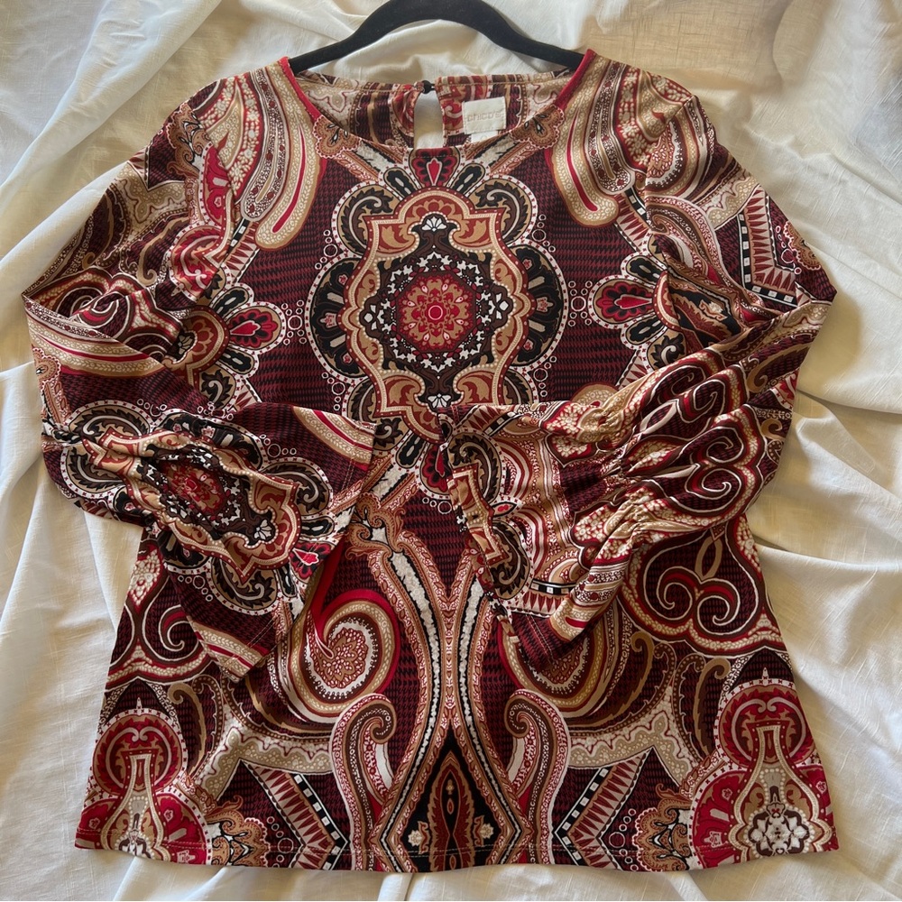 Chico's Multicolor Paisley Blouse - Size 0 (Small/Medium)